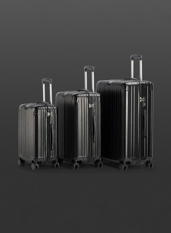 3-Piece Gravel Hardside Expandable Luggage With Spinner Wheels Black