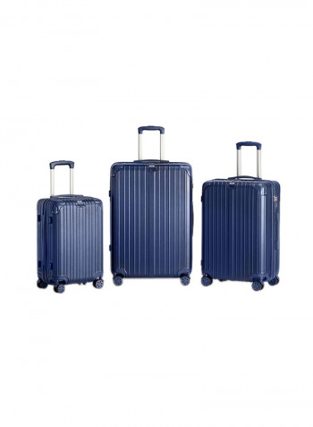 3-Piece Gravel Hardside Expandable Luggage With Spinner Wheels Blue