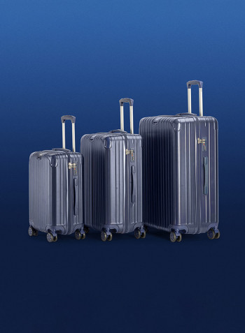 3-Piece Gravel Hardside Expandable Luggage With Spinner Wheels Blue