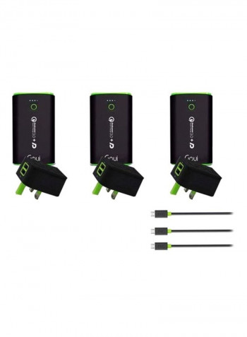 Goui Power Bank Bundle With 3 Pcs 10200mah Taya 3 Spot Wall Charger And 3 Micro Usb Cable 3x10200mAh Black/Green