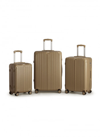 3-Piece Gravel Hardside Expandable Luggage With Spinner Wheels Titanium Gold