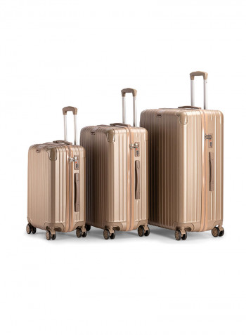 3-Piece Gravel Hardside Expandable Luggage With Spinner Wheels Titanium Gold