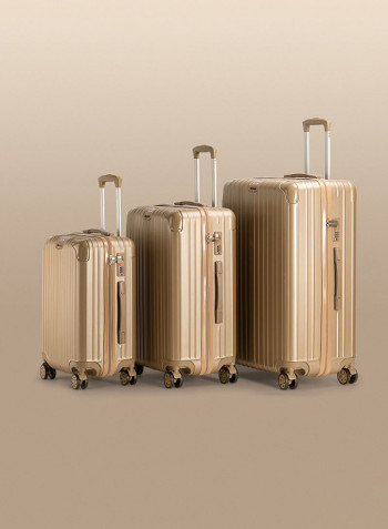 3-Piece Gravel Hardside Expandable Luggage With Spinner Wheels Titanium Gold