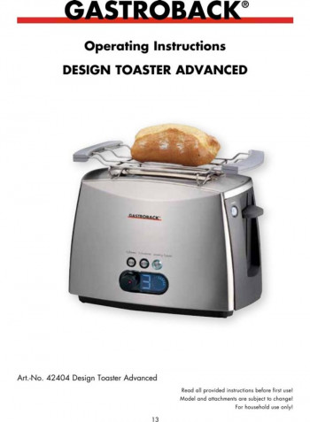 Design Advanced Toaster 960W 42404 Silver/Grey/Black