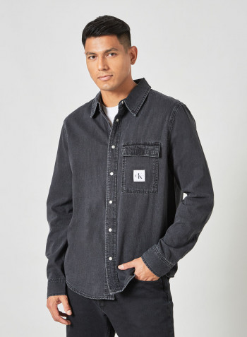 Logo Denim Shirt Black