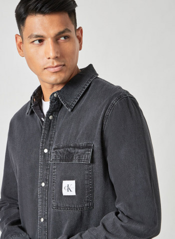 Logo Denim Shirt Black