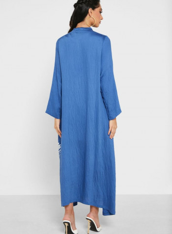 Button Down Printed Dress Blue