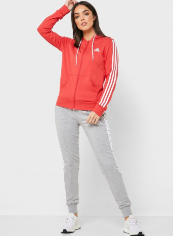 Energize 3-Stripe Pattern Tracksuit Peach/White/Grey