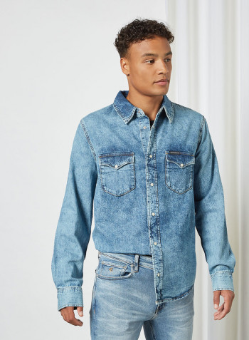 Washed Denim Jacket Denim Light