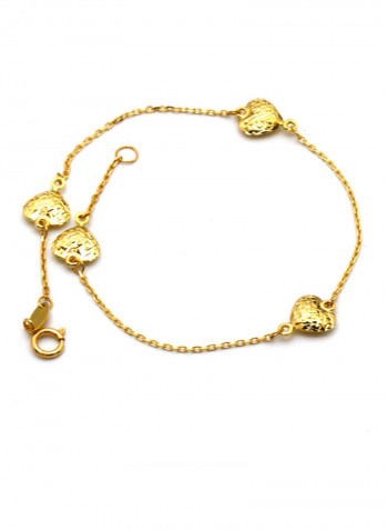 18 Karat Gold 3D Heart Bracelet