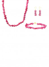 Set of 3 10 Karat Gold Pearl Beads Necklace Bracelet and Earrings