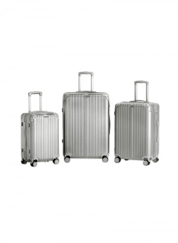 3-Piece Gravel Hardside Expandable Luggage With Spinner Wheels Silver