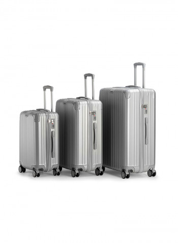 3-Piece Gravel Hardside Expandable Luggage With Spinner Wheels Silver