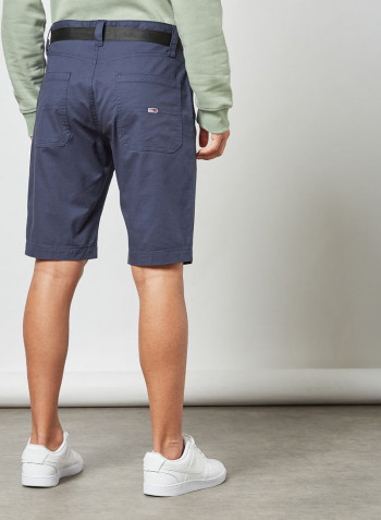 Belted Straight Fit Shorts Navy