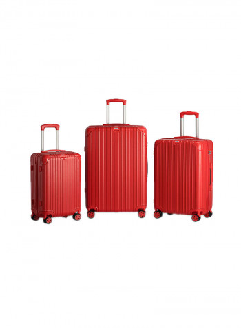 3-Piece Gravel Hardside Expandable Luggage With Spinner Wheels Red