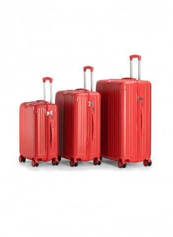 3-Piece Gravel Hardside Expandable Luggage With Spinner Wheels Red