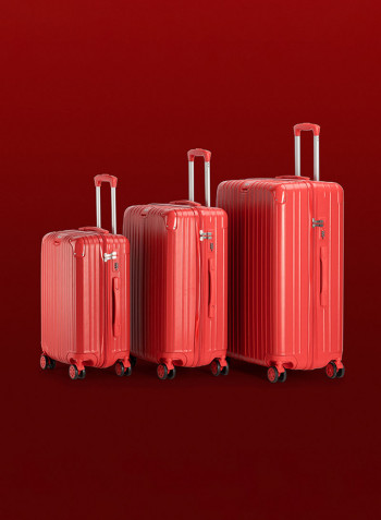 3-Piece Gravel Hardside Expandable Luggage With Spinner Wheels Red