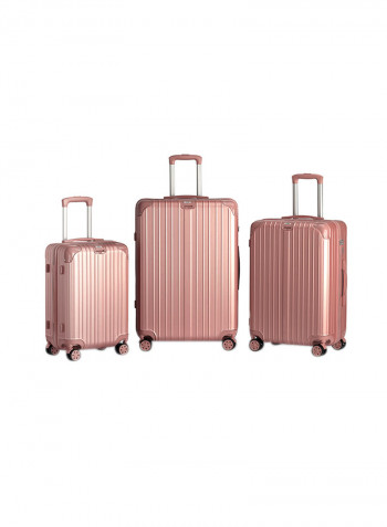 3-Piece Gravel Hardside Expandable Luggage With Spinner Wheels Rose Gold