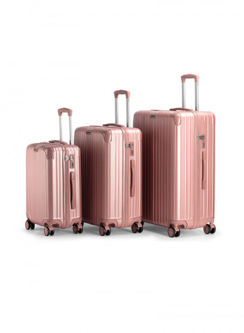 3-Piece Gravel Hardside Expandable Luggage With Spinner Wheels Rose Gold