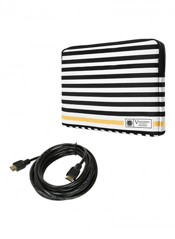 Protective Sleeve For Laptops With HDMI Cables 14-Inch Black/White/Yellow