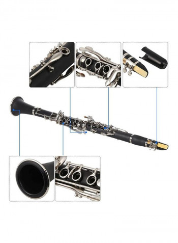 Clarinet Bb Cupronickel Plated Nickel With Cleaning Cloth Glove
