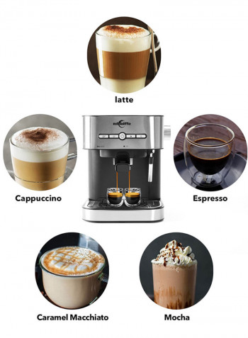 Espresso Coffee Machine Built-In Milk Frother 1500 ml MD-2009 Silver/Black