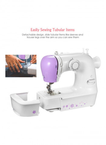 Portable Electric Sewing Machine With Foot Pedal H35263UK-su White/Purple