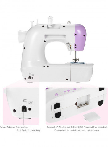 Portable Electric Sewing Machine With Foot Pedal H35263UK-su White/Purple