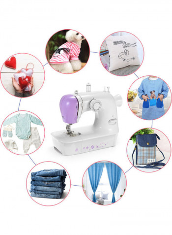 Portable Electric Sewing Machine With Foot Pedal H35263UK-su White/Purple