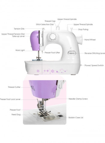 Portable Electric Sewing Machine With Foot Pedal H35263EU-su White/Purple