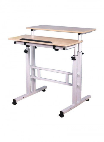 Liftable Computer Desk Beige/Silver 60x30x115cm