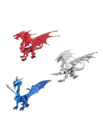 Set Of 3 Dragon 3D Metal Model Kits 11x6x2بوصة