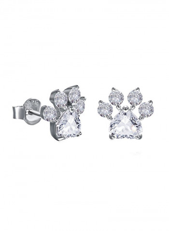Sterling Silver Rose Cat Paw Earrings