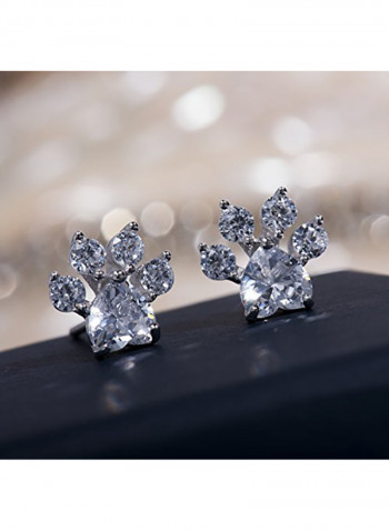 Sterling Silver Rose Cat Paw Earrings
