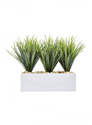 Artificial Grass With Rectangular Pot Green/White