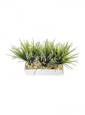 Artificial Grass With Rectangular Pot Green/White