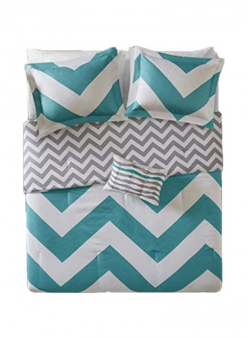4-Piece Polyester Comforter Set Blue/White