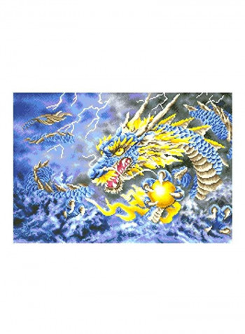 Mythical Dragon Embroidery Kit Blue/Yellow/Brown