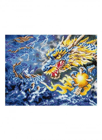 Mythical Dragon Embroidery Kit Blue/Yellow/Brown