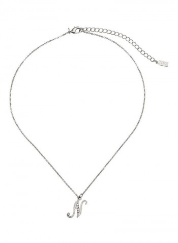 Silver Plated Crystal Studded Pendant Necklace