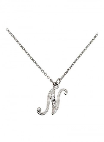 Silver Plated Crystal Studded Pendant Necklace