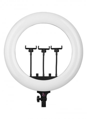 LED Ring Light Remote Control with 3 Phone Clamp White/Silver