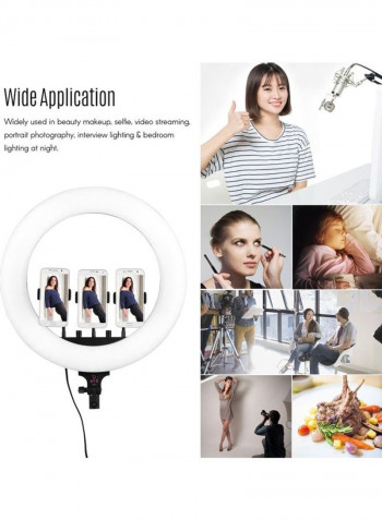 LED Ring Light Remote Control with 3 Phone Clamp White/Silver