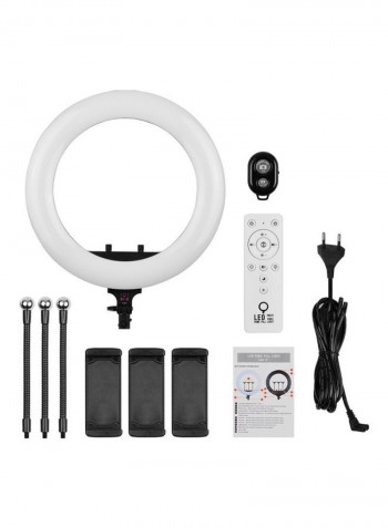 LED Ring Light Remote Control with 3 Phone Clamp White/Black
