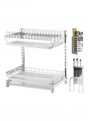 2-Tier Stainless Steel Silver Dish Drying Rack Silver 44x19x30cm reviews 2-Tier Stainless Steel Silver Dish Drying Rack Silver 44x19x30cm