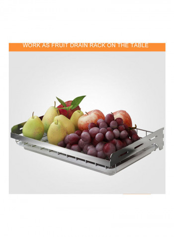 2-Tier Stainless Steel Silver Dish Drying Rack Silver 44x19x30cm