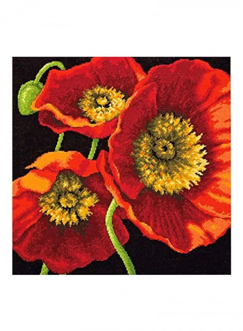 Red Poppy Trio Needlepoint Kit Red/Orange/Yellow