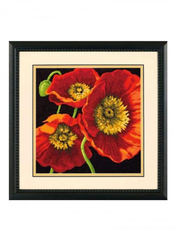 Red Poppy Trio Needlepoint Kit Red/Orange/Yellow