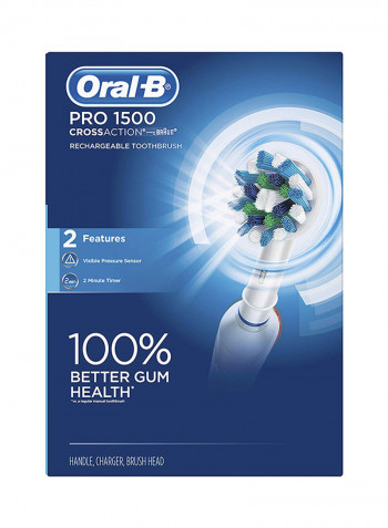 1500 Cross Action Electric Rechargeable Power Toothbrush White