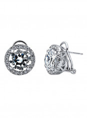 Rhodium Plated Sterling Silver Cubic Zirconia Stud Earrings